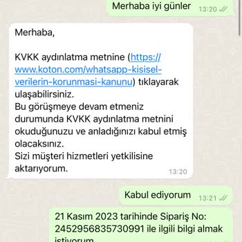 Koton Siparişimin Gönderilmemesi Ve Çözüm İçin Umursanmaması