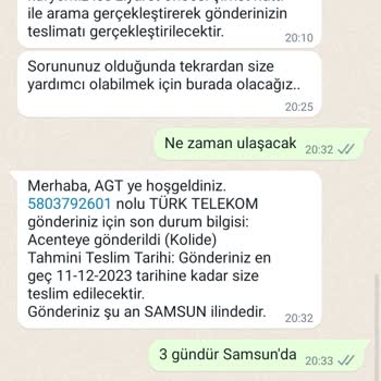 AGT Kurye Hizmeti Hezimeti Ve Türk Telekom Müşteri Temsilcisi