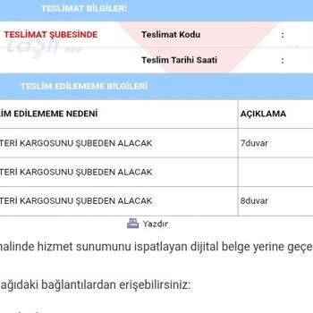 Aras Kargo Çamlıca Teslim Etmeme