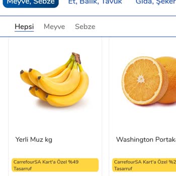 Carrefour SA Mobil Uygulamada Yerli Muz 19.90₺ Ama Mağazada Değil