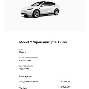 Tesla Sipariş İptali Ve Para İadesi