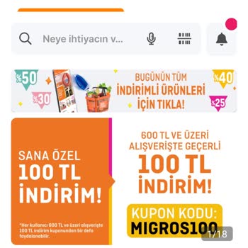 Migros Sanal Market Yapılmayan Promosyonlu Ürün İndirimi