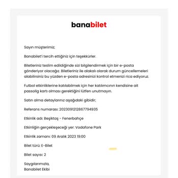 Banabilet.com Maç Biletim Gönderilmedi