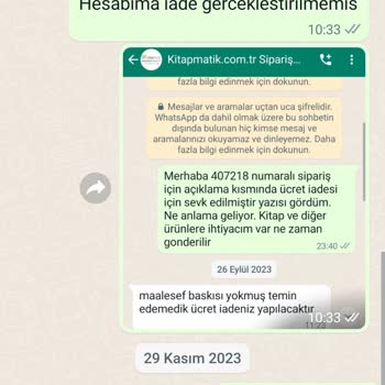 Kitapmatik.com.tr Ücret İadesi Yapılmadı