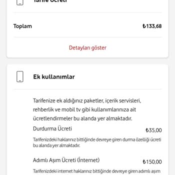 Vodafone İnternet Aşım Ücreti