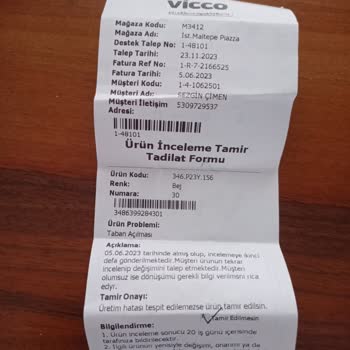Vicco Spor Ayakkabısı Bir Ayda Kenarlarında Açılma