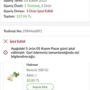 Trendyol GO Ücret İadesi Yapmaması