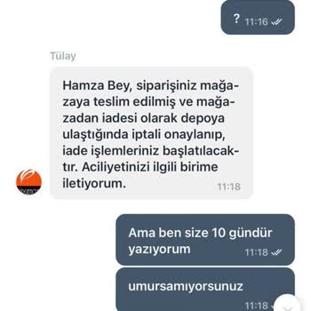Gürgençler Sipariş Edilen Ürünün İptal Edilememesi