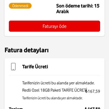 Vodafone Sabit Faturanın Haberim Olmaksızın 81 TL Fazla Gelmesi