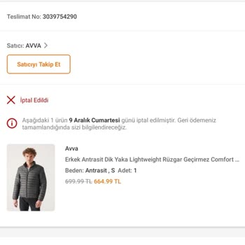 Avva Giyim Siparişim Trendyol'da İptal Edildi!