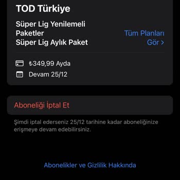 Tod TV Aylık Üyelik Süper Lig Paketi