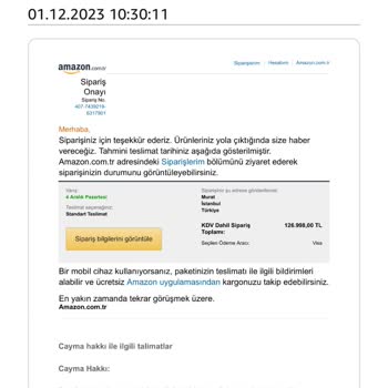 Amazon Bilgim Dışında Satış İptali Yapıldı