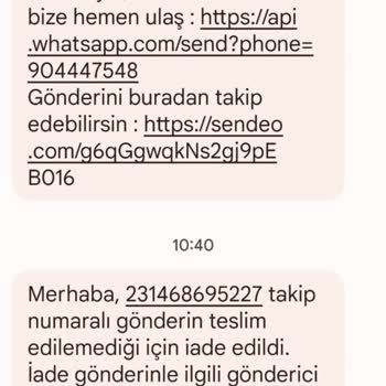 Sendeo Kargo Ürünü Teslim Etmeden İade Etti