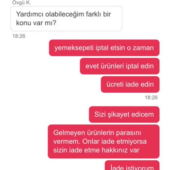 Yemek Sepeti Ücret İade Ve Sorumsuzluk