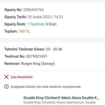 Trendyol Yemek İademi İstiyorum. Hem Paramdan Hem Yemeğimden Oldum Bu Ne Ya
