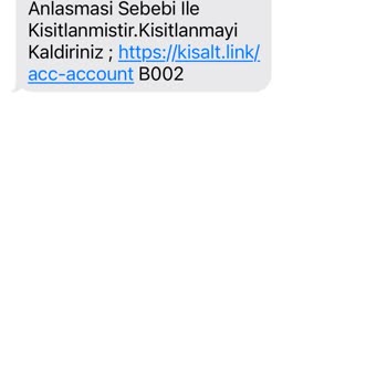 BAŞAK-BİLGİ (sms) Dijital Para Hesabı Kısıtlama Bilgilendirmesi