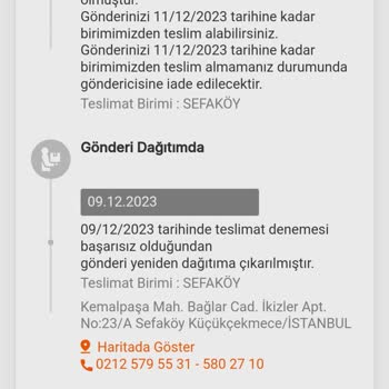 Sefaköy MNG Kargo Siparişimi Getirmiyor