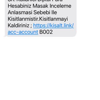 BAŞAK-BİLGİ (sms) Dijital Para Hesabı Kısıtlama İnceleme Talebi