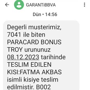 Garanti BBVA Kartımı Başkasına Teslim Etmiş
