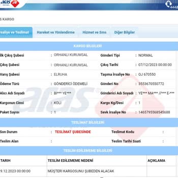 Aras Kargo Müşteri Kargoyu Şubeden Alacak