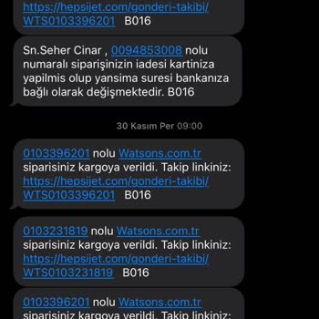 Watsons İade Ücretim Yatmadı