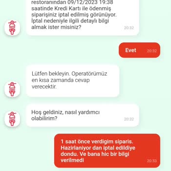Tıkla Gelsin 1 Saat Sonra Sipariş İptali