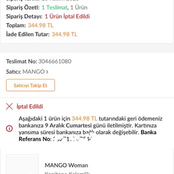 Mango Stok Yok Bahanesiyle İptal