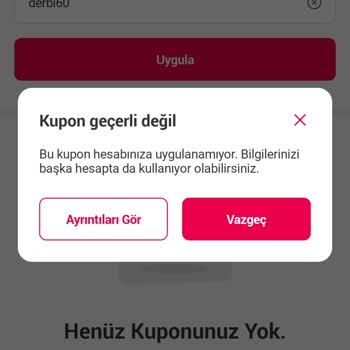 Yemeksepeti Kupon Kullanamıyorum N