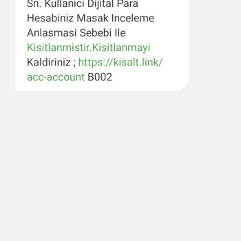 BAŞAK-BİLGİ (sms) Dijital Hesap Kısıtlama Mesajı Şaşkınlığı