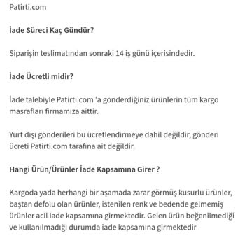 Patırtı Satış Sonrası Olumsuz Geri Dönüş