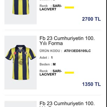 Fenerium Fenerbahçe Spor Kulübü Cumhuriyetin 100. Yılı Forması