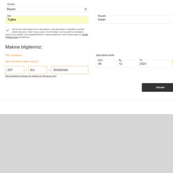 Dyson Seri Numarası Kayıtlı