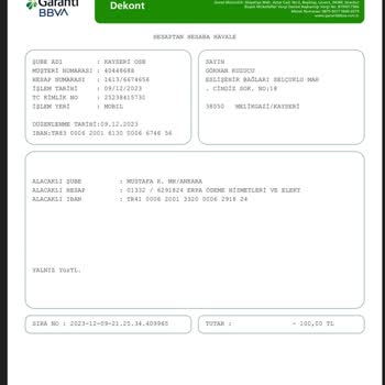 Mefete Para Geçmedi Hesaba