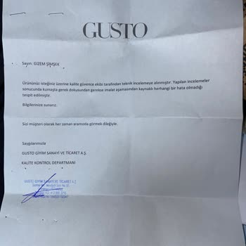 Gusto Giyim Değişimim Onaylanmadığı İçin