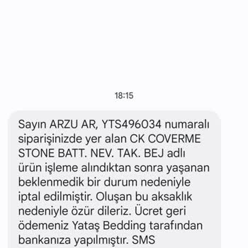 Yataş Bedding'in Kafasına Göre Siparişi İptal Etmesi