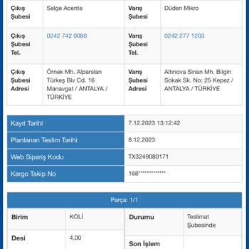 Sürat Kargo Ürünü Teslim Alamama