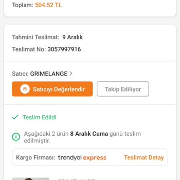 Grimelange Gelen Ürünün Değişimi