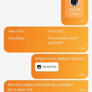 Grimelange Gelen Ürünün Değişimi