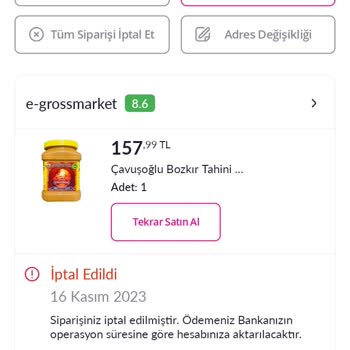 e-Grossmarket Başoğlu Tahini Güvensizlik