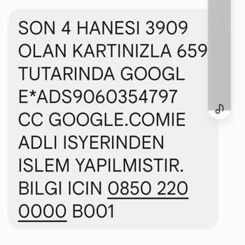 Google Rızam Olmadan Yapılan Harcama