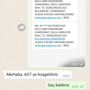 AGT Kurye (aynigunteslim.com) Kartım Teslim Edilmedi