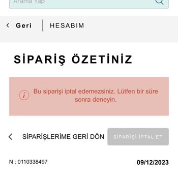 Watsons Siparişi İptal Etmek İstiyorum