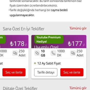 Vodafone Geçebileceğim Tarifelerin Fiyatı Çoğaltılması