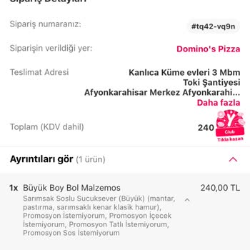 Domino's Pizza   Afyon Yanlış Sipariş!