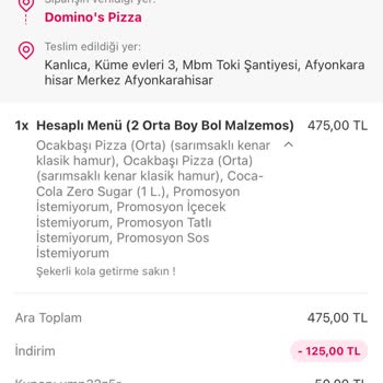 Domino's Pizza   Afyon Yanlış Sipariş!