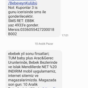 Ebebek Kampanya, Reklam, Bilgi Mesajları Ebebek