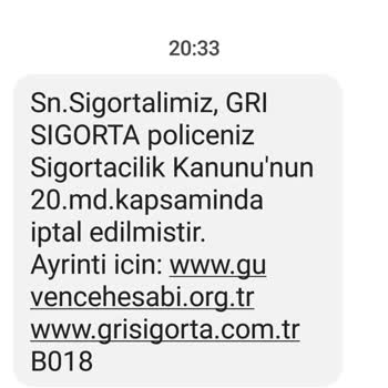 Güvence Poliçesi Kasko İptali Gri Sigorta
