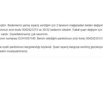 Mavi Değişimde Yanlış Ürün Yolladı