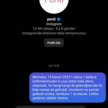 Penti Ürünlerim Elime Ulaşmadı, Param İade Olmadı.
