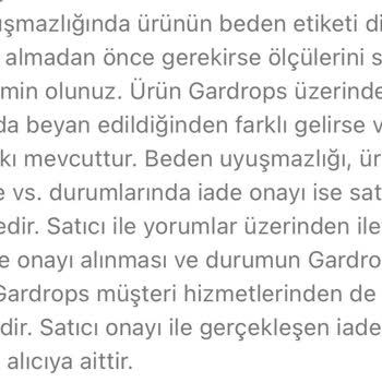Gardrops İadeye Direk Onay Verilmesi Satıcının Mağduriyeti